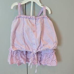 Katie J NYC Lilac Eyelet Tank Dress with Ruffle Hem